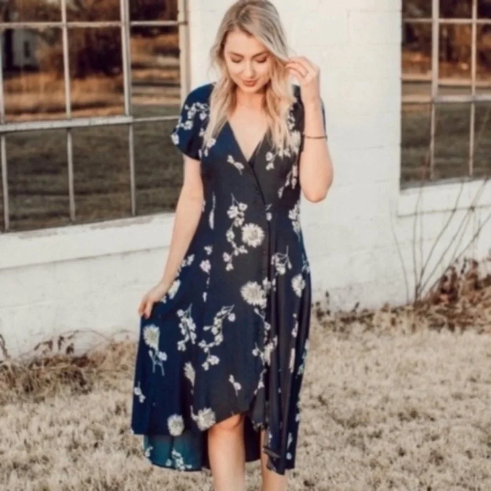 SOLD Free People Floral High Low Midi Dress - Picture 3 of 10